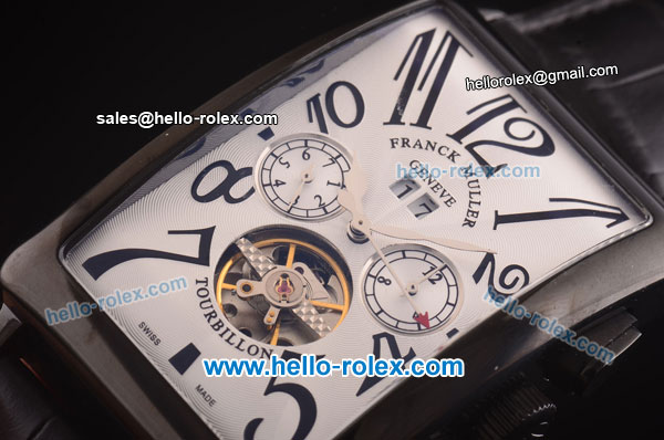 Franck Muller Long Island Tourbillon Automatic Movement PVD Case with White Dial and Black Numeral Markers - Click Image to Close